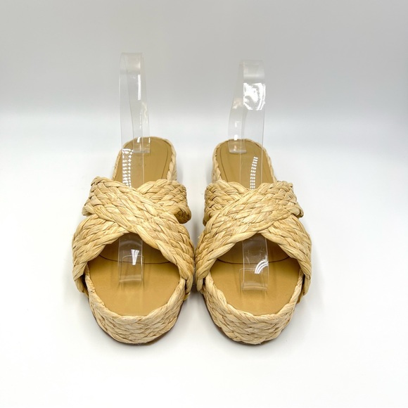 Kaanas Womens Inagua Natural Woven Raffia Slip On Platform Flat Sandals Shoes 7 - Picture 2 of 11